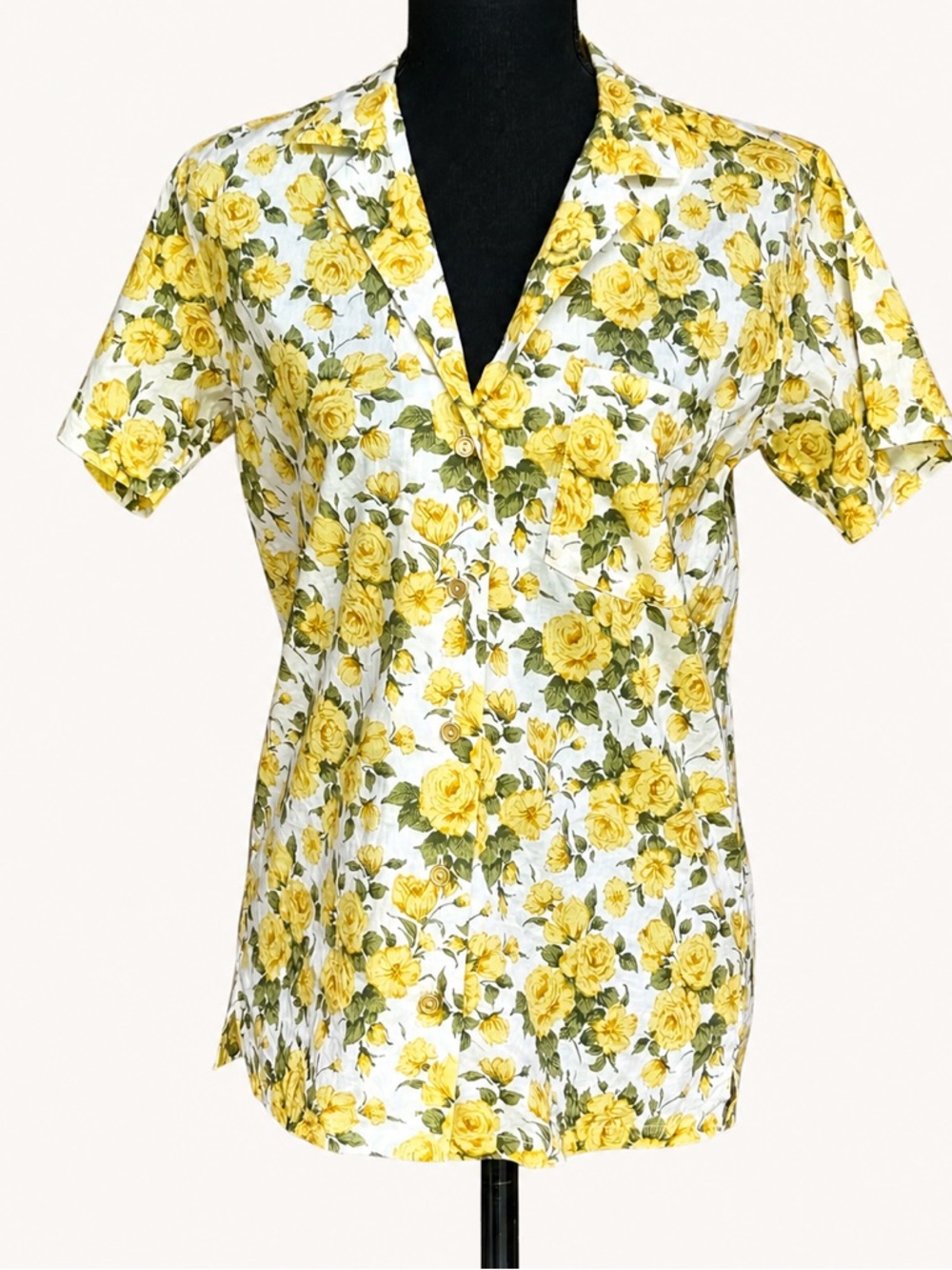 Onia Yellow Floral Button Up Shirt XS Cotton Summer Blouse